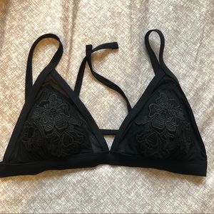 Black embroidered bikini top